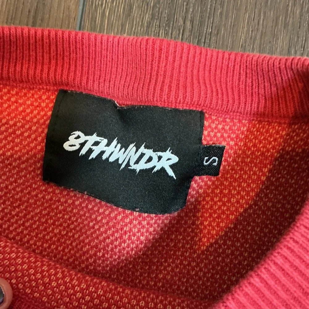 8THWNDR Phoenix Graphic Knit Streetwear Sweater Red Small Phoenix Fire Knit S
